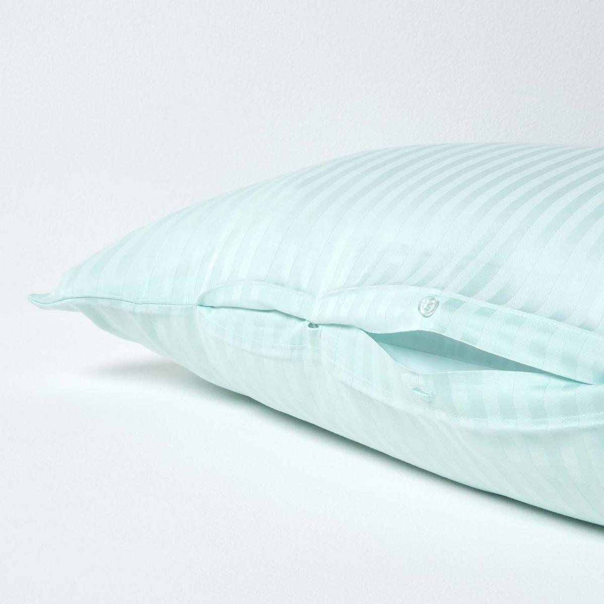 KISSENBEZUG für V-Form-Kissen, Damast-Streifen, Fadendichte 330 - Blau, Textil (38/76cm) - Homescapes
