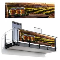 BALKON-SICHTSCHUTZ Bier - Hopfen - Landschaft Windschutz 300x90 cm - Grün, Kunststoff (300/90cm) - MuchoWow
