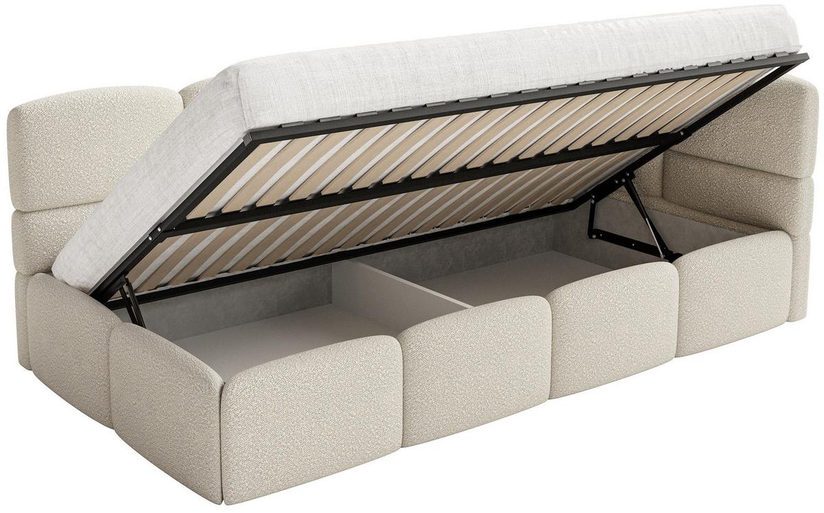 JUGENDBETT Cloudy Hellbeige 120 cm, Bouclé - Ecru/Schwarz, Kunststoff/Textil (120/200cm) - Selsey