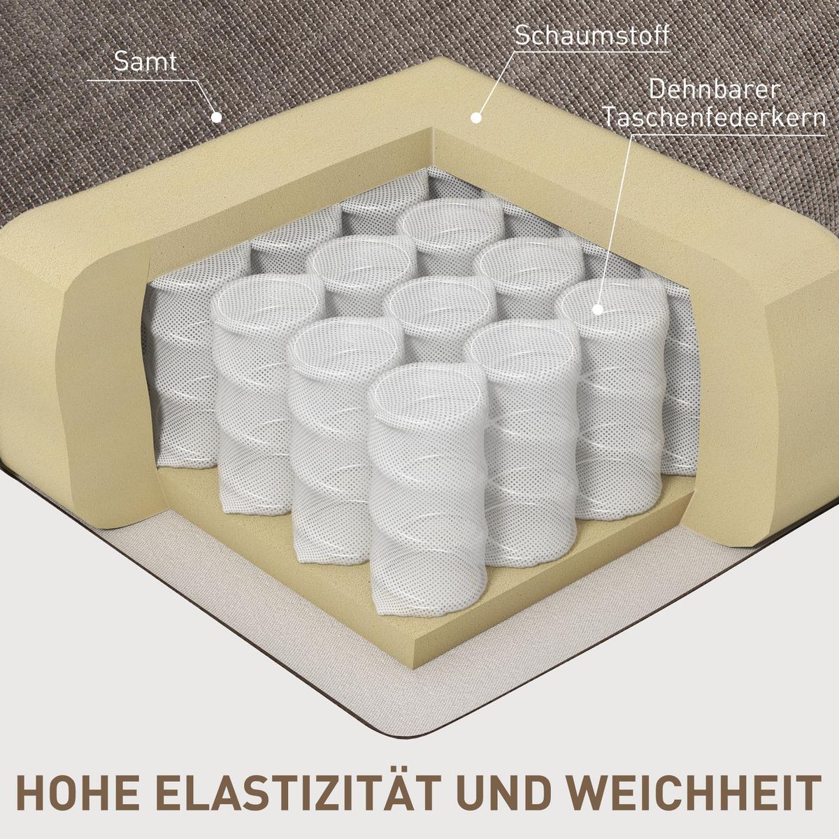 RELAXSESSEL Drehbar Fernsehsessel mit Liegefunktion, Schaukelfunktion Hellbraun - Hellbraun/Schwarz, Textil (96/108/88cm) - HOMCOM