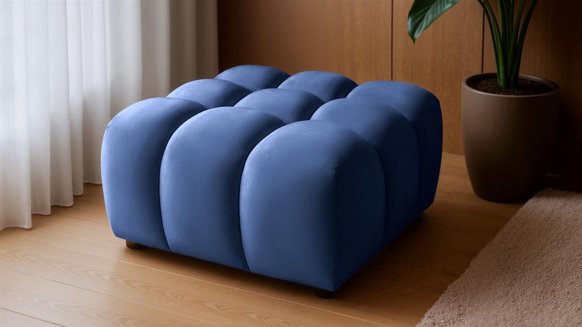 POLSTERHOCKER Flow - Blau, Holzwerkstoff/Textil (96/42/96cm) - Fun Möbel