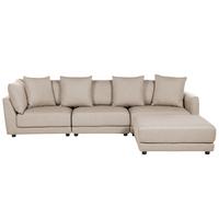 3-SITZER-SOFA beige mit Ottomane Sigtuna - Beige/Schwarz, Textil (300/86/102cm) - Beliani