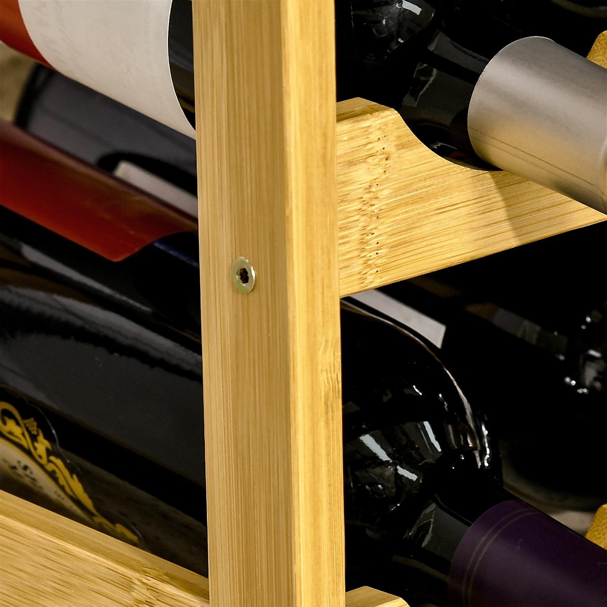 WEINREGAL Flaschenregal Weinhalter für 16 Flaschen Standregal aus Bambus Natur - Naturfarben, Naturmaterialien (23.5/38/43cm) - HOMCOM