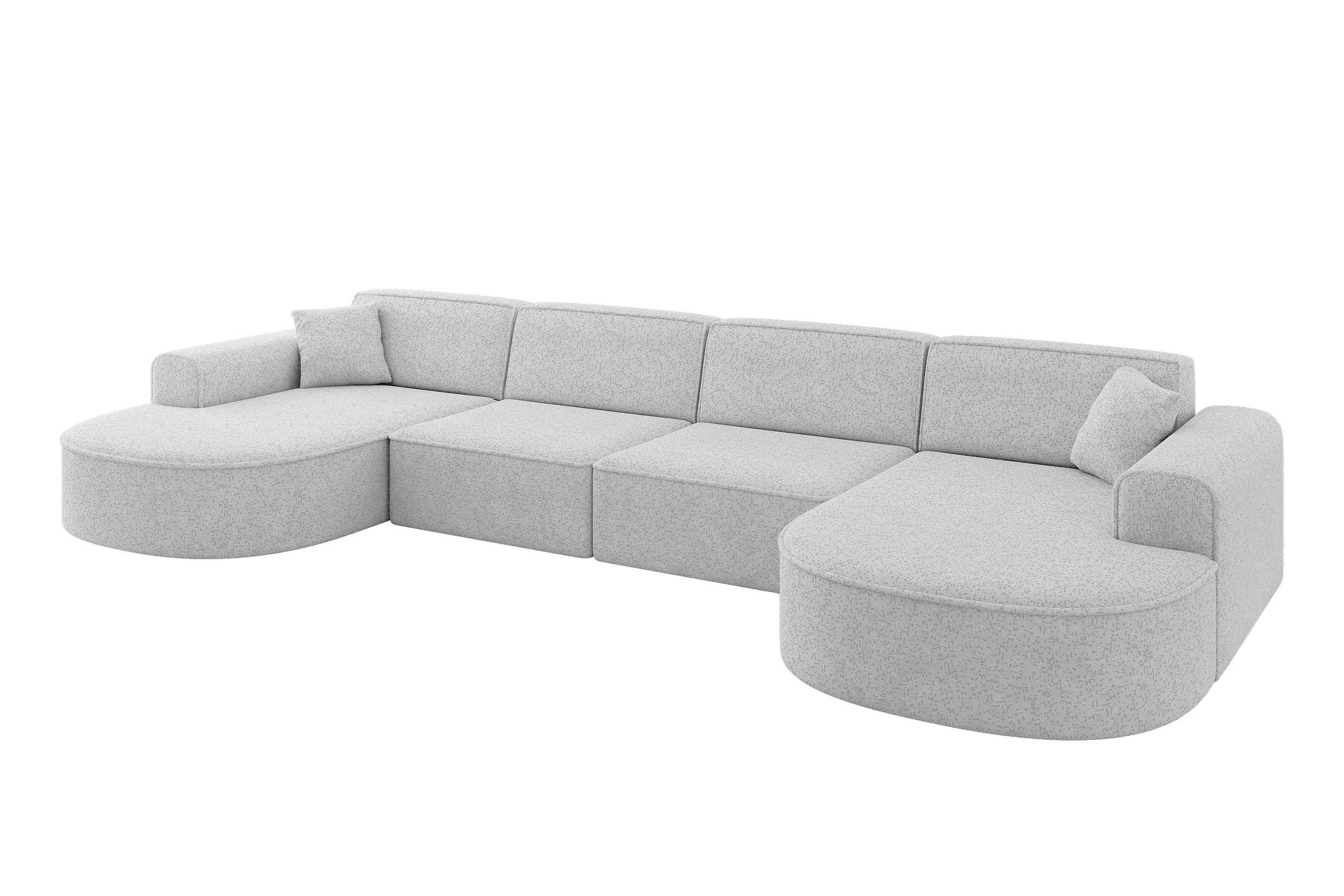 WOHNLANDSCHAFT MARI-U2 - 388x171x79 cm Grau Tissu - Schwarz/Grau, Holzwerkstoff/Kunststoff (388/79/171cm) - ALTDECOR