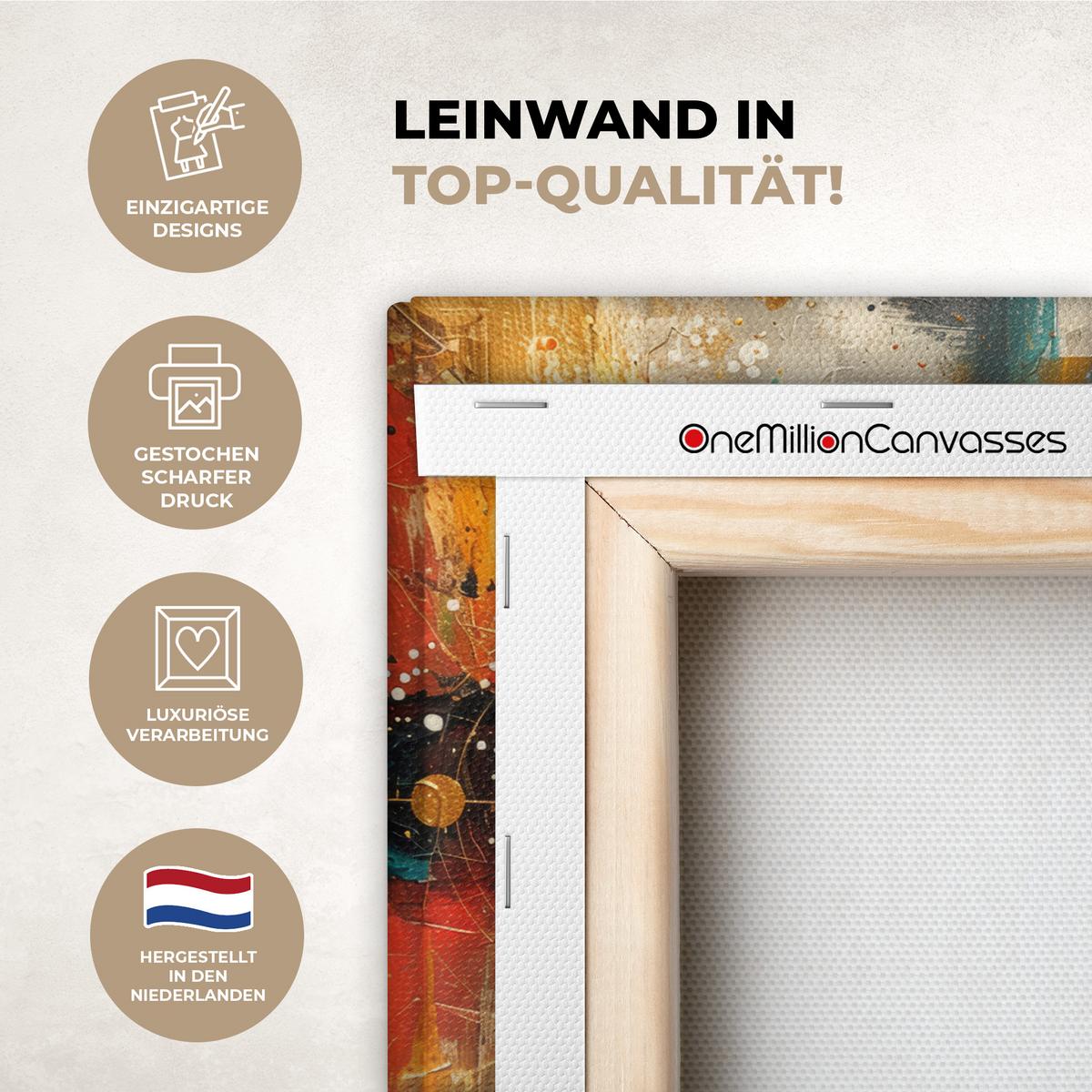 LEINWANDBILD Abstrakt - Kunst - Gold - Modern Deko Schlafzimmer 30x20 cm - Multicolor, Textil (30/20cm) - MuchoWow