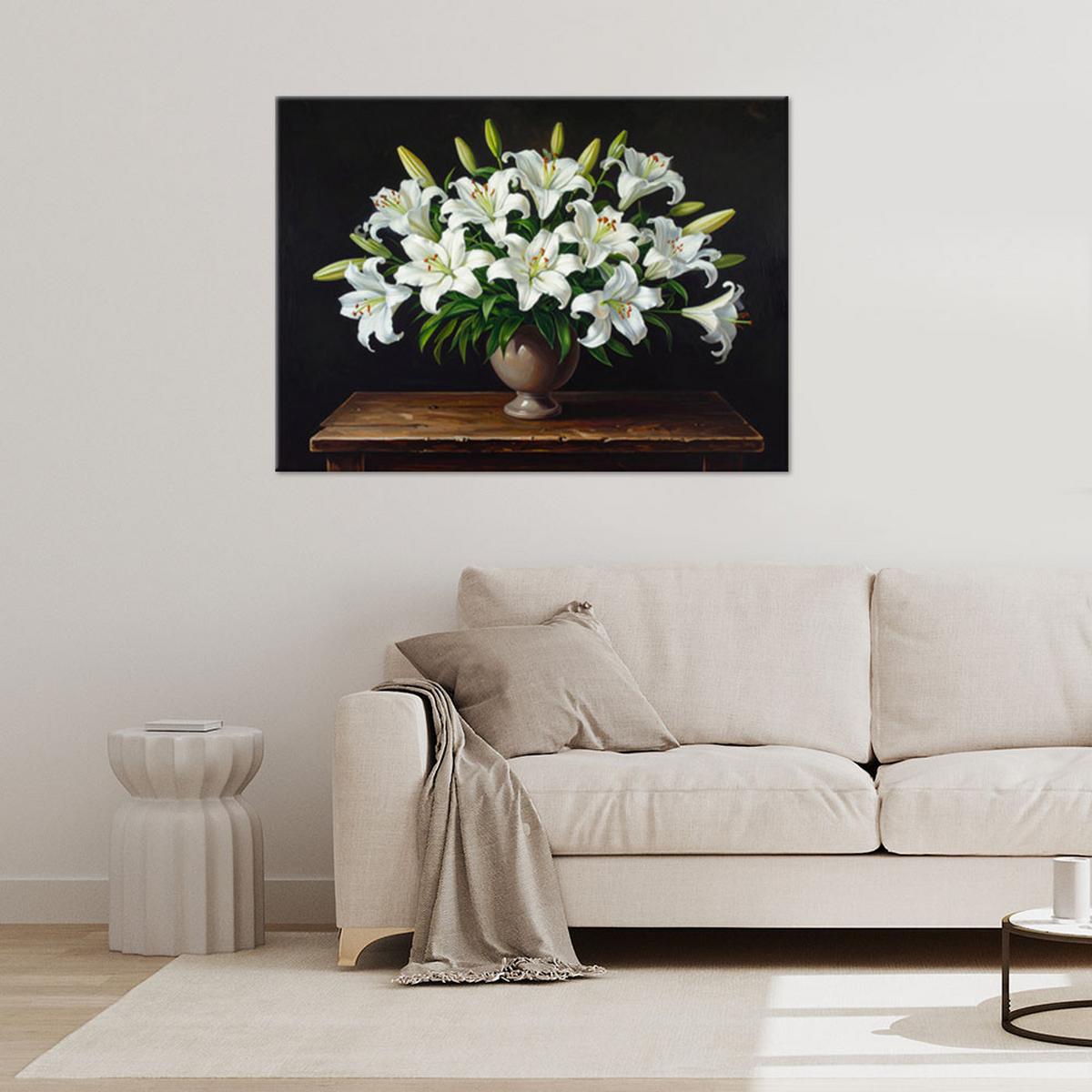 LEINWANDBILD Blumen 30x20cm - Weiß, Textil (30/20cm) - Feeby