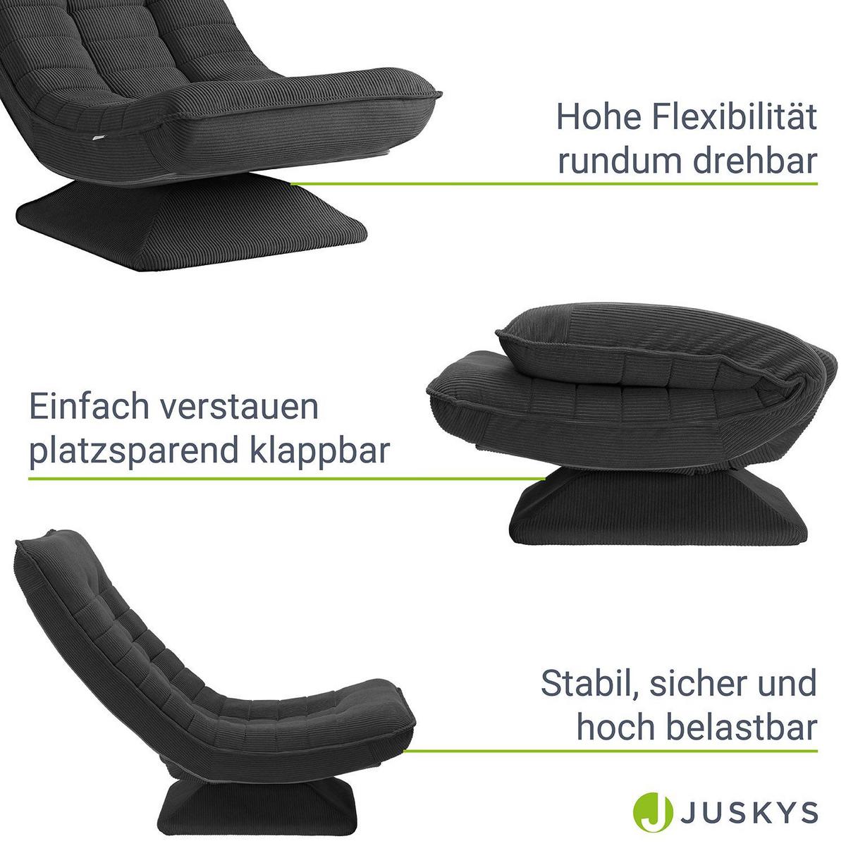 RELAXSESSEL Korsika Cord dunkelgrau - Grau, Textil (58/85/100cm) - Juskys