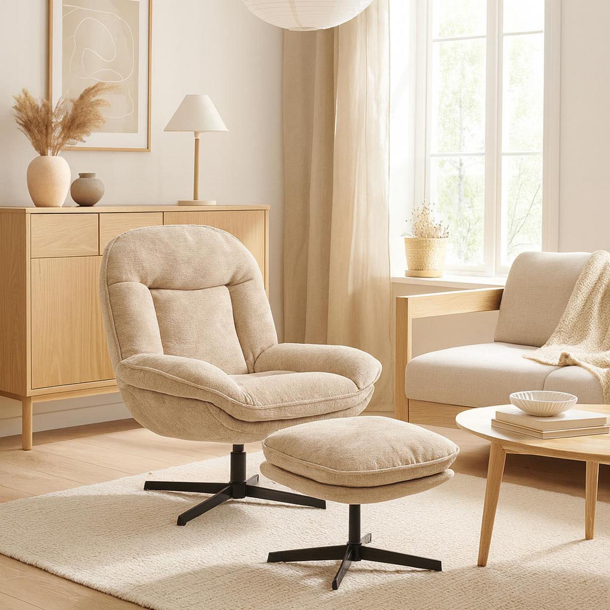 RELAXSESSEL Cremeweiß - Creme, Textil (80/96/90cm) - MCW