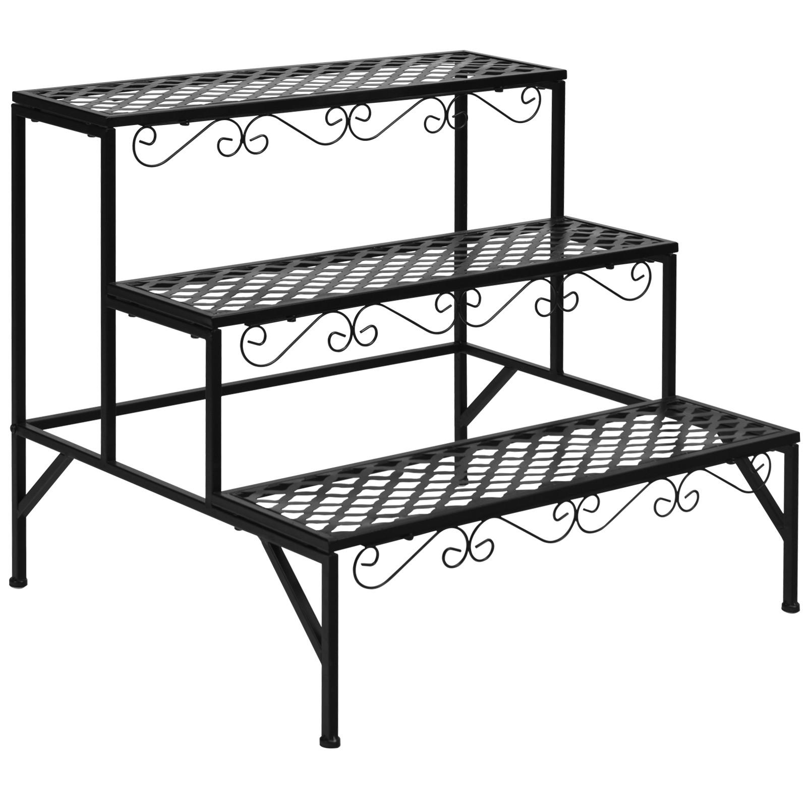 PFLANZENSTÄNDER Schwarz - Schwarz, Metall (70/60/60cm) - COSTWAY