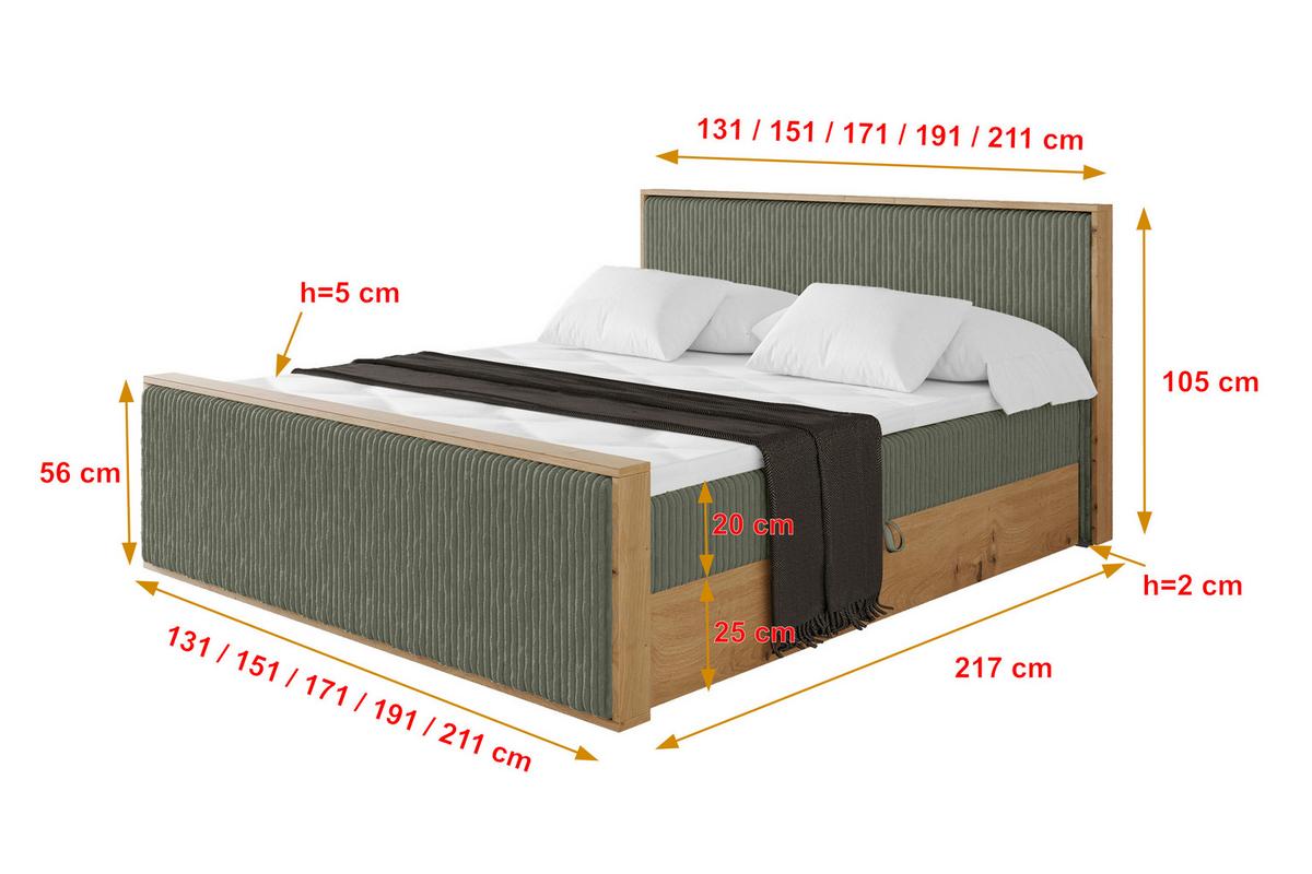 BOXBETT LOLLI9 -Z 120x200 - H3 Olivgrün - Olivgrün, Holzwerkstoff (120/200cm) - ALTDECOR