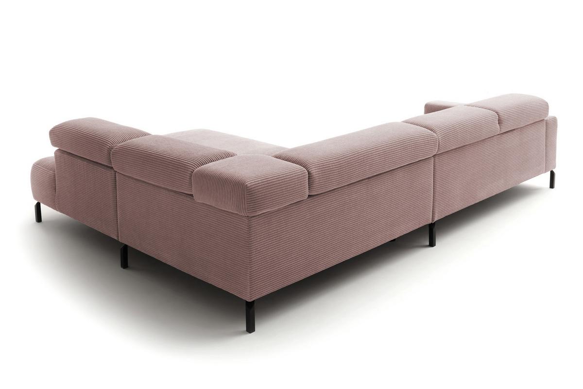 ECKSOFA DELIA Pink Cord - Schwarz/Rosa, Textil/Metall (312/219cm) - KAWOLA
