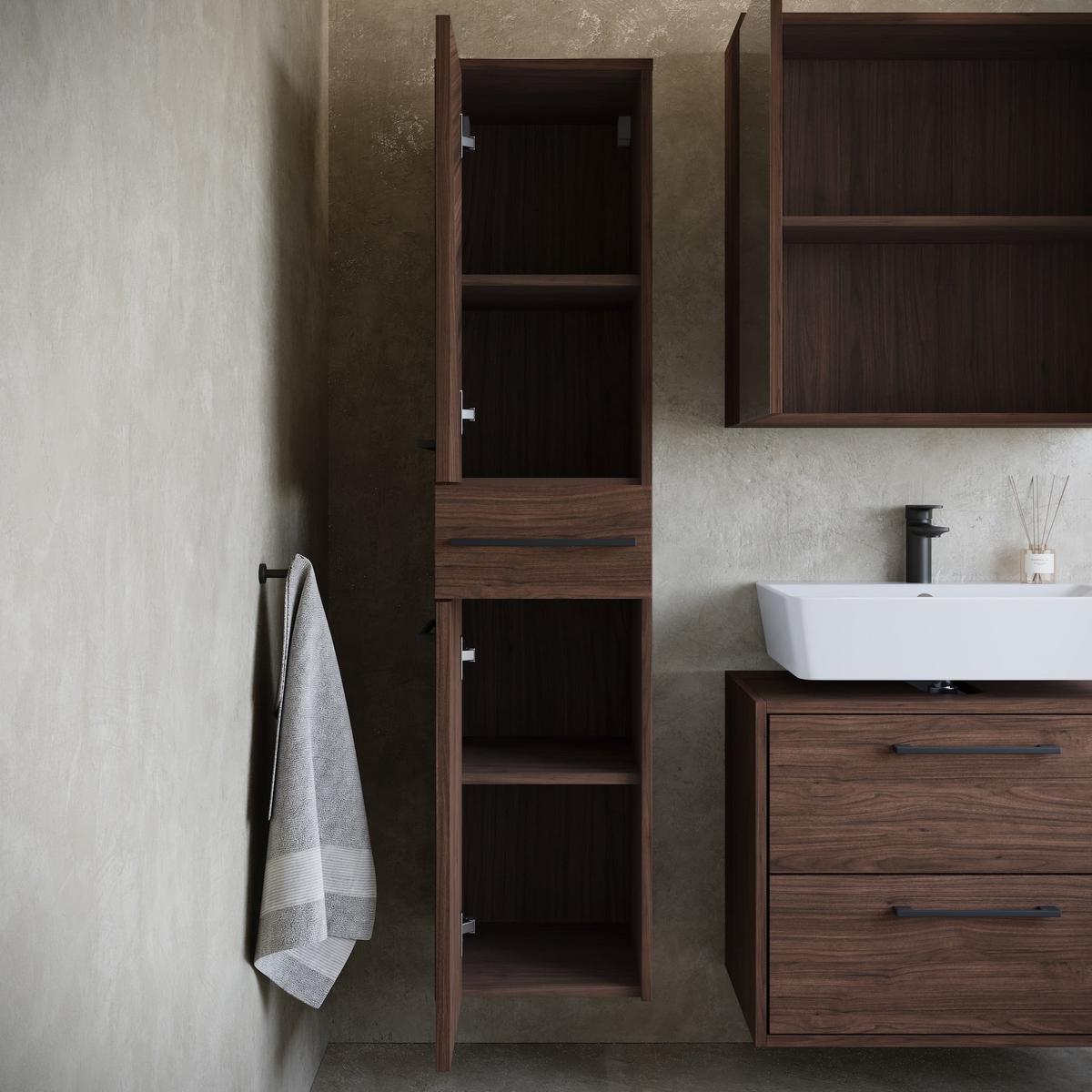 BADMÖBEL-SET Florence 3 Teile Walnuss Braun - 60 x 35 x 47 cm - Eichefarben, Holz (60/47/35cm) - Badplaats