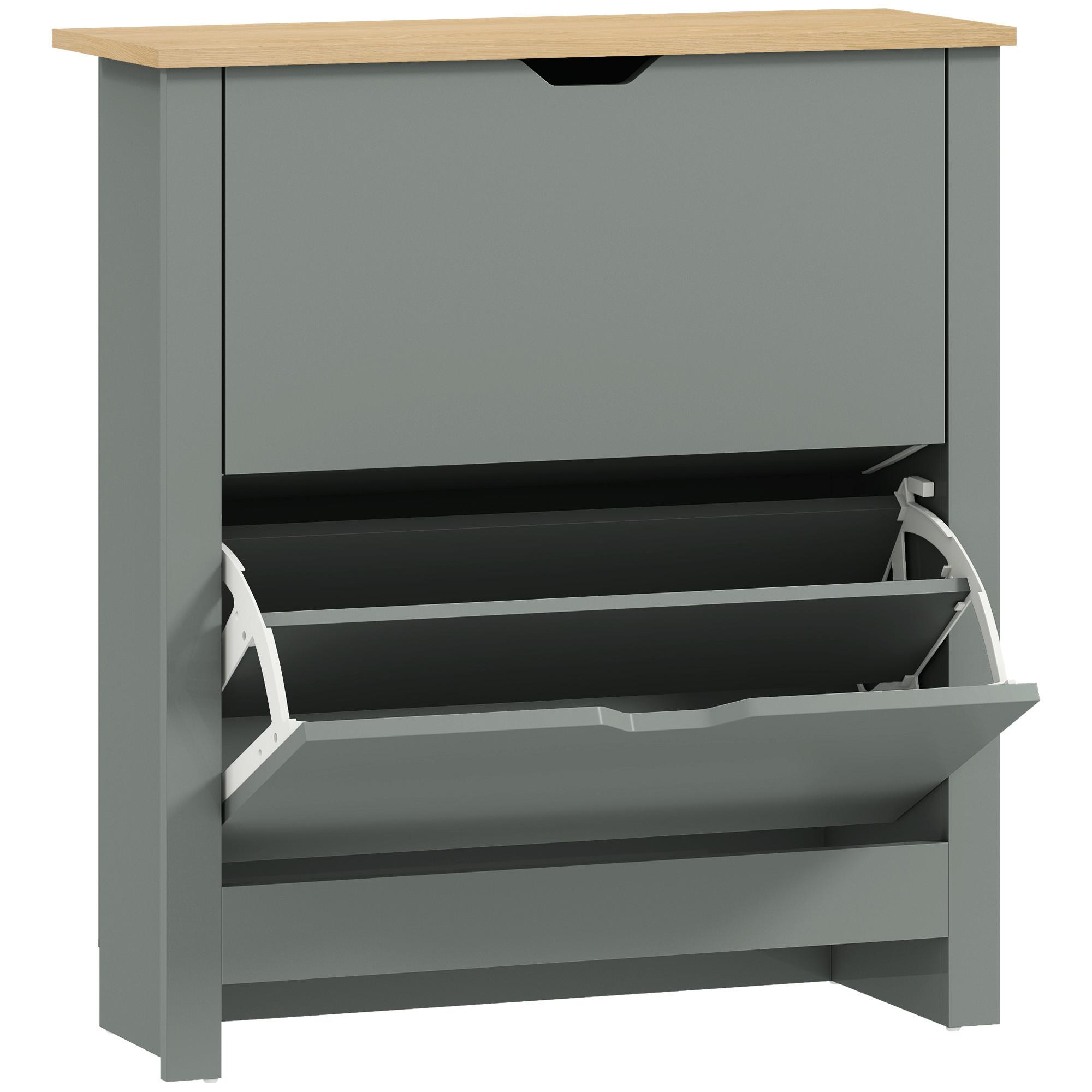 SCHUHSCHRANK Spanplatte Hellgrau - Dunkelgrau/Hellgrau, Holzwerkstoff/Kunststoff (26/80/72cm) - HOMCOM