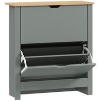 SCHUHSCHRANK Spanplatte Hellgrau - Dunkelgrau/Hellgrau, Holzwerkstoff/Kunststoff (26/80/72cm) - HOMCOM