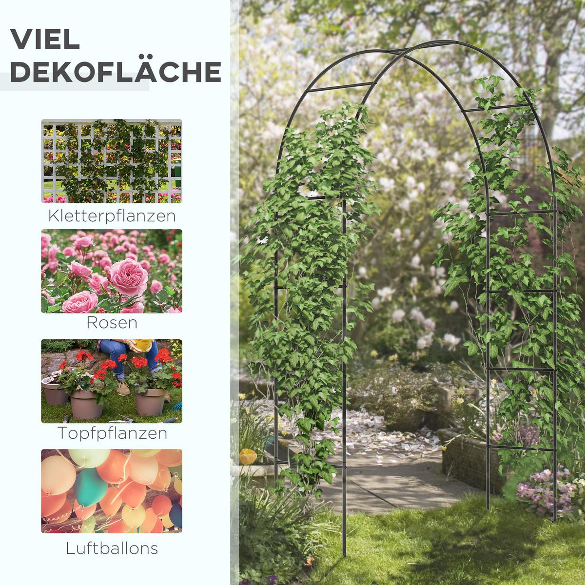 ROSENBOGEN, Metall, Schwarz - Schwarz, Metall (40/240/140cm) - Outsunny