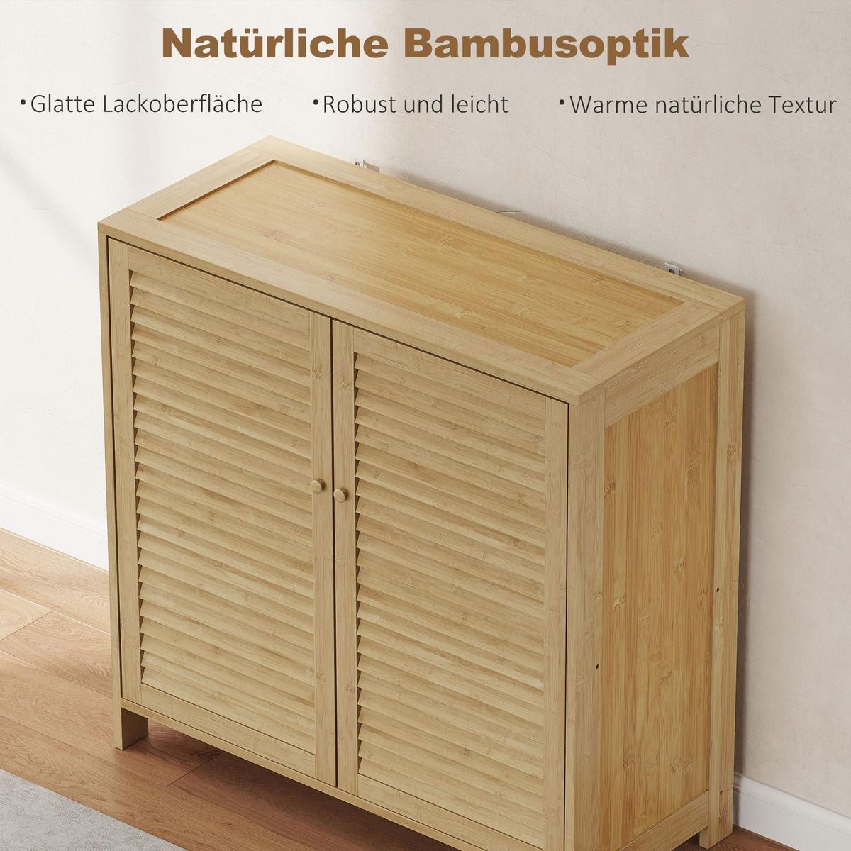 SCHUHSCHRANK Bambus Naturholz - Naturfarben, Holz/Bambusholz (35/80/80cm) - HOMCOM