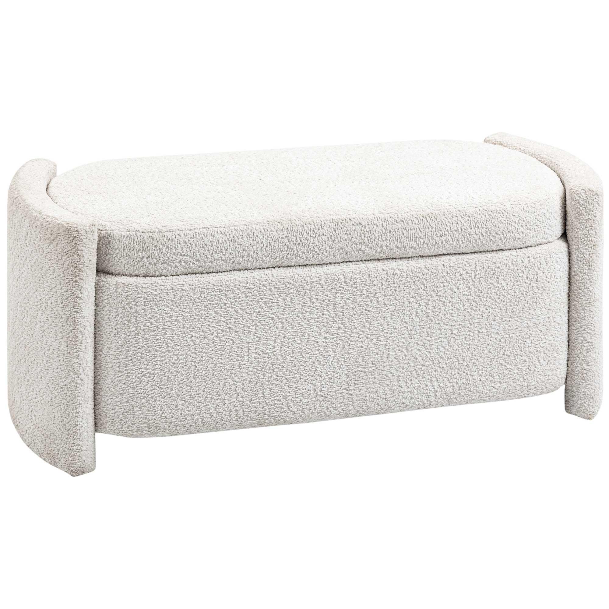 TRUHENBANK Samtoptik Creme - Eukalyptusholzfarben/Creme, Holz/Kunststoff (44/45.5/105cm) - HOMCOM