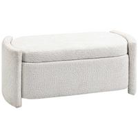 TRUHENBANK Samtoptik Creme - Eukalyptusholzfarben/Creme, Holz/Kunststoff (44/45.5/105cm) - HOMCOM