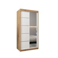 SCHWEBETÜRENSCHRANK 200/100/62 2-türig - Silberfarben/Weiß, Holz/Kunststoff (100/200/62cm) - MÖBEL KRYSPOL