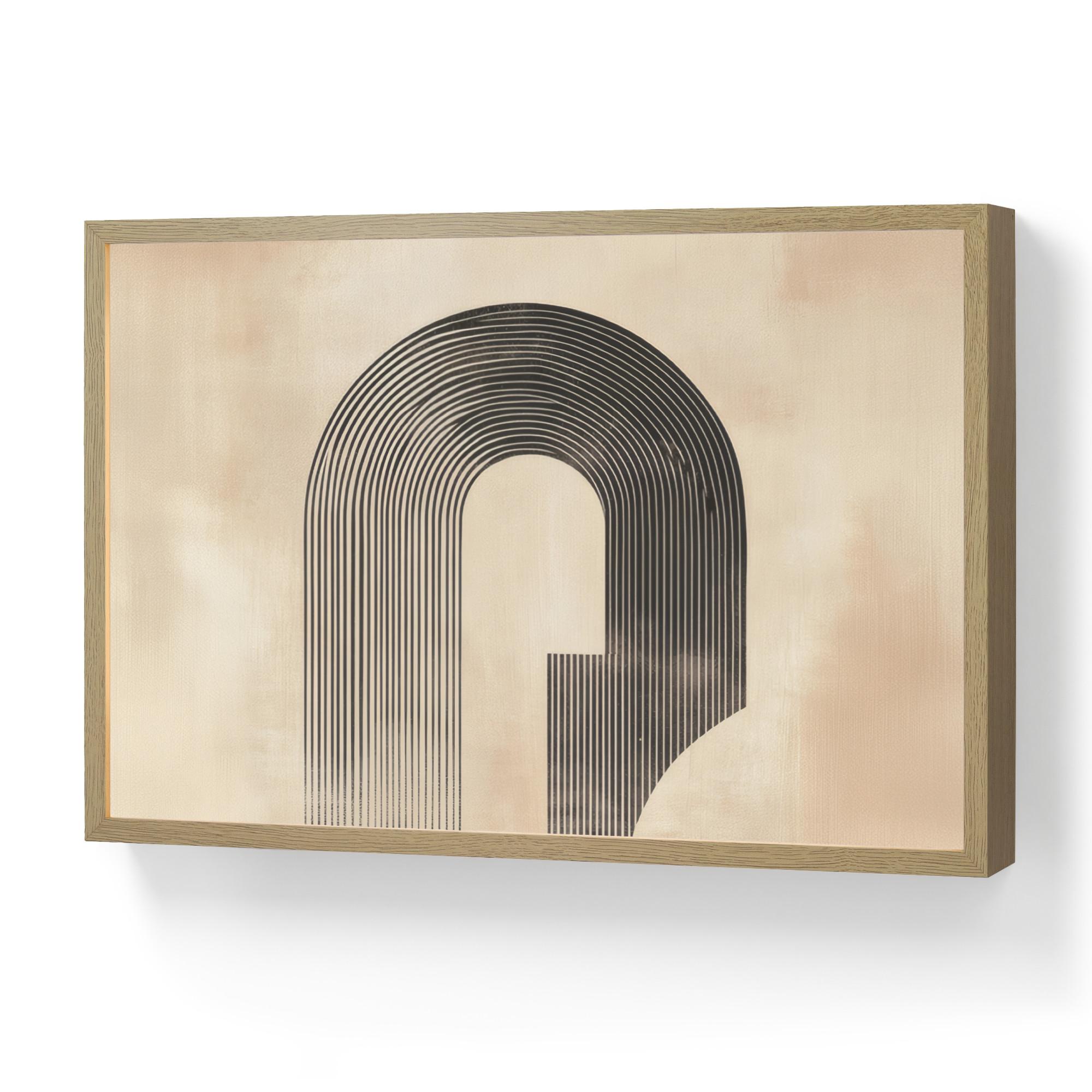 WANDLEUCHTE MIT AKKU Schleife - Streifen - Minimalistisch - Schwarz 60x40 cm - Beige, Holzwerkstoff (60/40/8cm) - OnlyWow