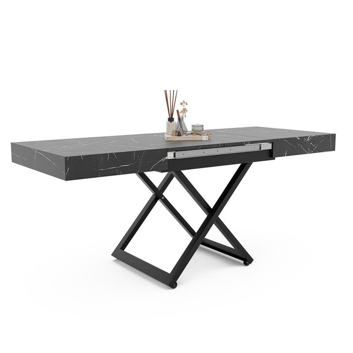 COUCHTISCH SANELLE ausziehbar mit Liftfunktion, 120/80/76 cm Schwarz - Schwarz, Holzwerkstoff/Metall (80/120/27cm) - Idohome