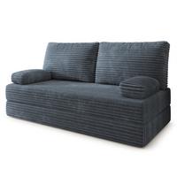 BETTSOFA SILAR aus Schaumstoff Kordstoff Grau Schlaffunktion - Blaugrau, Textil (170/86/80cm) - MASSENO