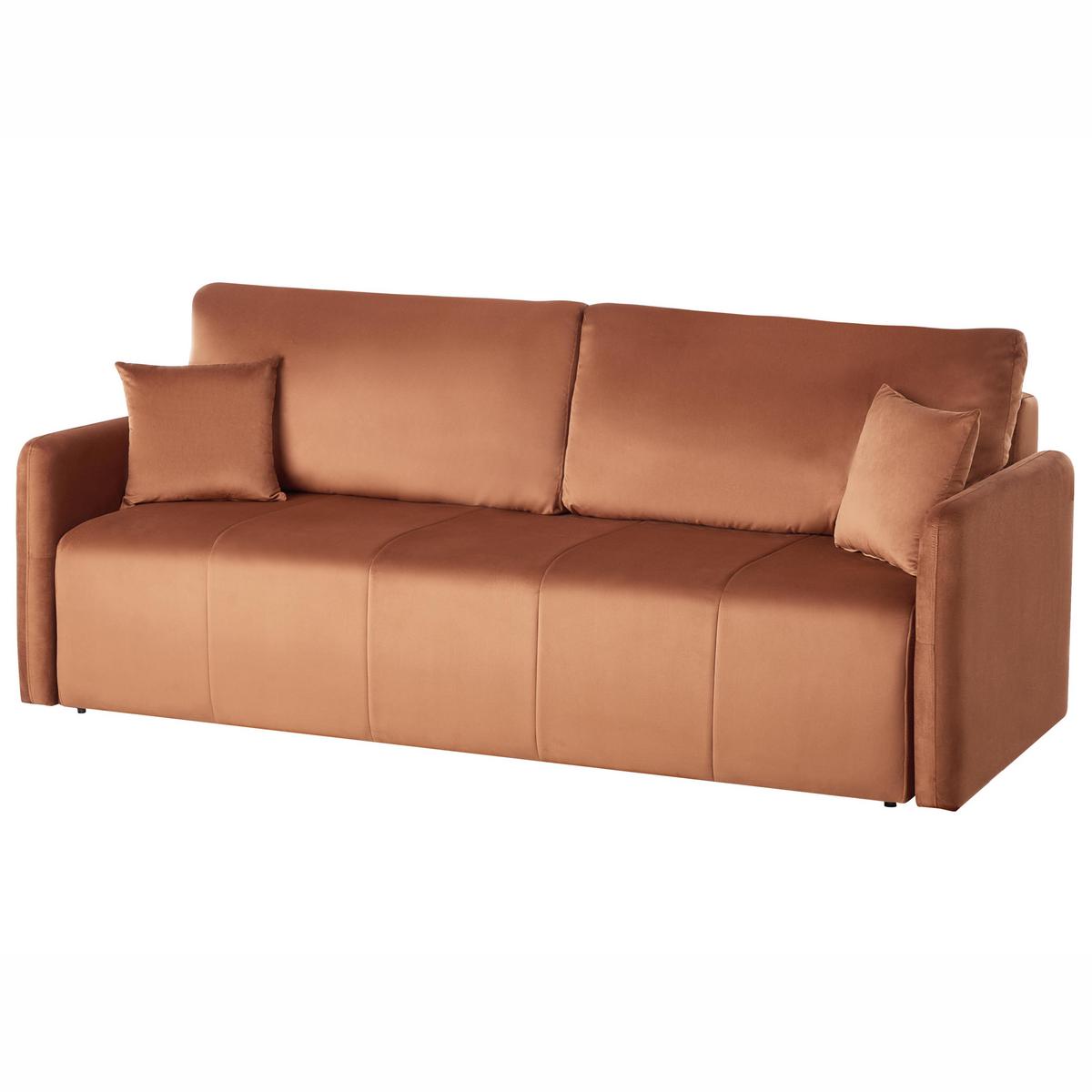SCHLAFSOFA 3-Sitzer Samtstoff Goldbraun Egge - Goldfarben, Textil (220/88/93cm) - Beliani
