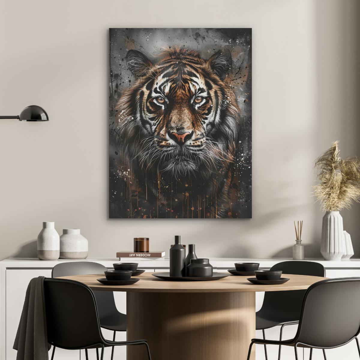 AKUSTIKBILD Tiger - Tiere - Porträt - Luxus - Schwarz Wandbilder 60x80 cm - Braun, Kunststoff (60/80/0.9cm) - MuchoWow