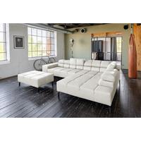 ECKSOFA NELSON Hellgrau Leder Relaxfunktion - Hellgrau/Schwarz, Leder/Metall (321/216cm) - KAWOLA