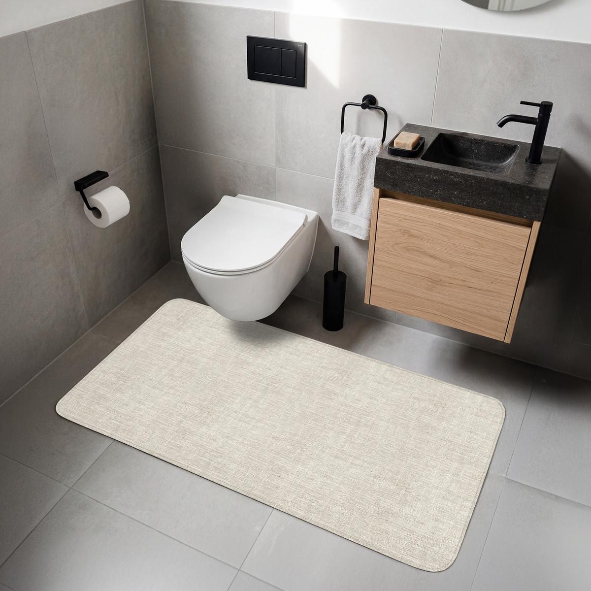 WC-VORLEGER Leinen - Textur - Beige WC Teppich 120x60 cm - Beige, Textil (120/1cm) - OnlyWow