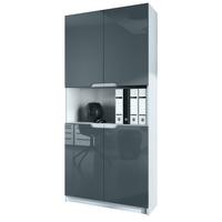 BÜROSCHRANK Logan Fronten in Grau Hochglanz - Grau, Holzwerkstoff (82/184/37cm) - Vladon
