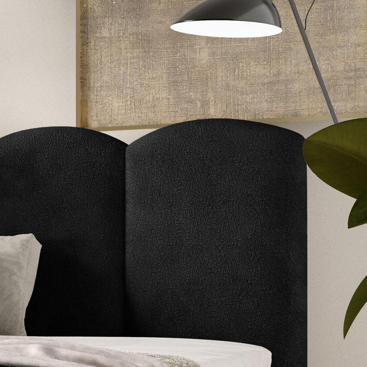 POLSTERBETT Bero, 200x200, Bouclé-Stoff, Schwarz - Schwarz, Textil (200/200cm) - Beautysofa