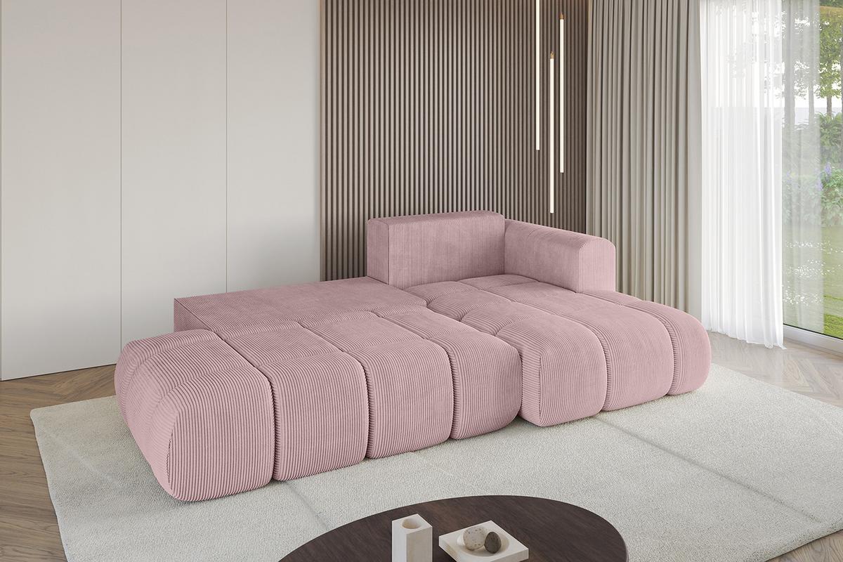 ECKSOFA Ottomane Rechts CLOUD-L-v1 280x185x90 Rosa Cord - Rosa, Holzwerkstoff/Kunststoff (185/280cm) - ALTDECOR