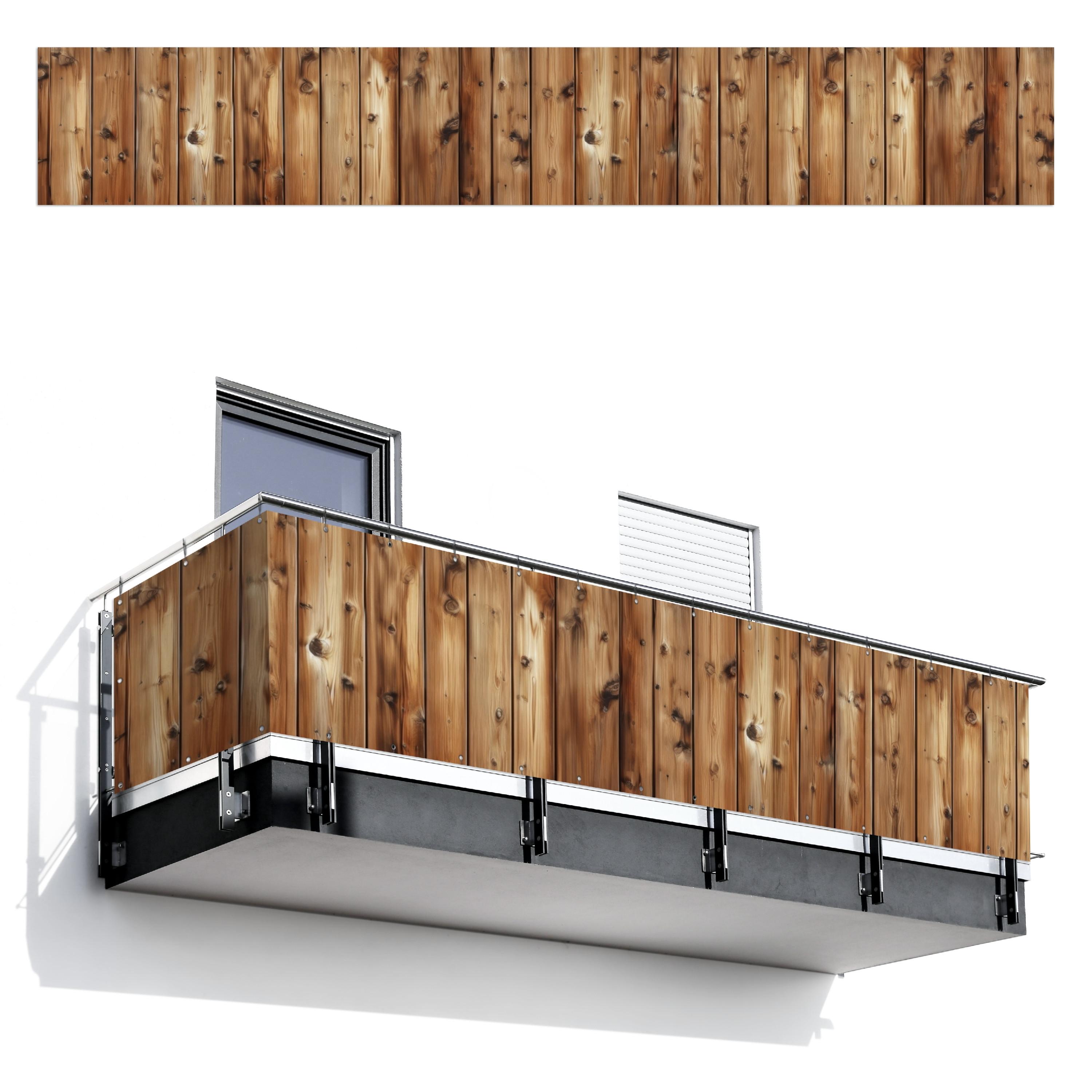 BALKON-SICHTSCHUTZ Holz - Regale - Braun Groß 500x80 cm - Buchefarben, Kunststoff (500/80cm) - MuchoWow