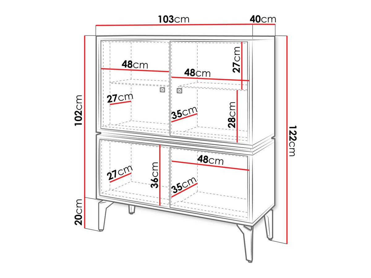 VITRINE Ella 102 - Schwarz/Braun, Holzwerkstoff/Metall (103/122/40cm) - MIRJAN24