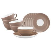 TEETASSEN MIT UNTERTASSEN Liberty Pure Colors Cocoa Brown 140 ml 6er Set - Braun, Keramik (13/6.3/13cm) - Seltmann Weiden