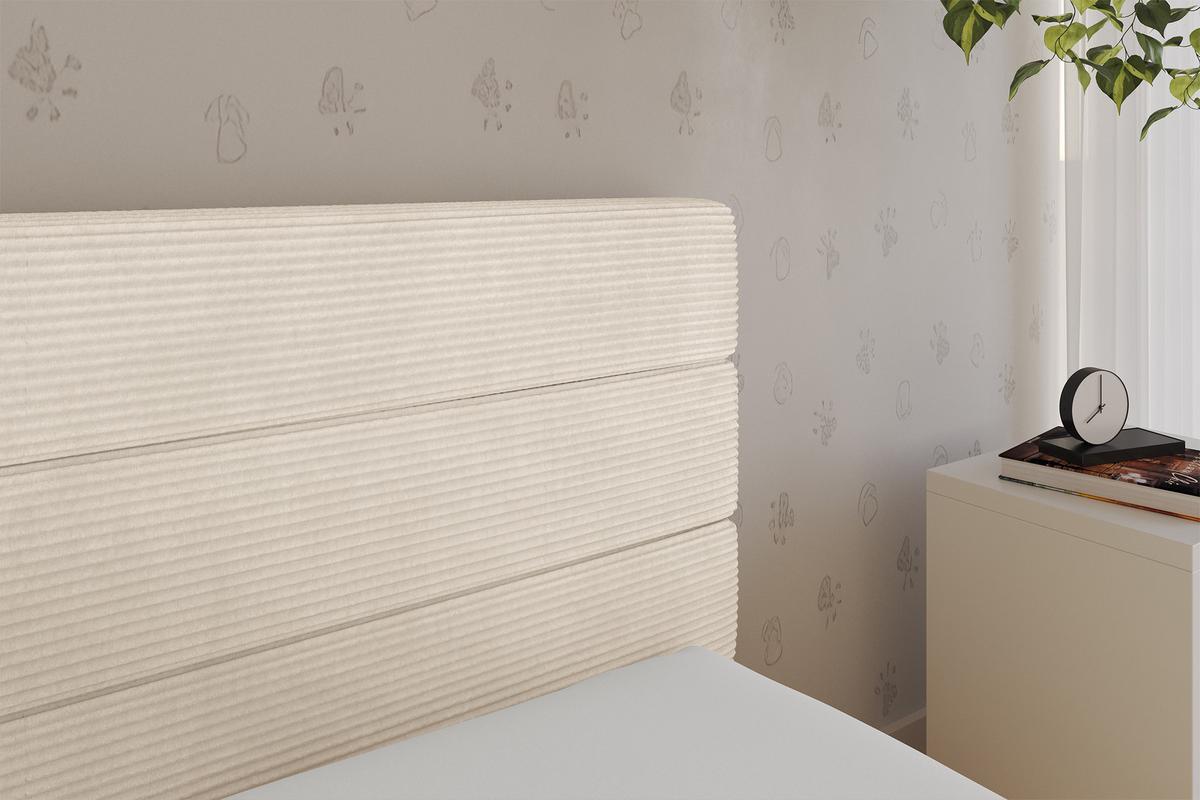 EINZELLBETT Jugendbett mit Bettkasten und Matratze H3/H4, Links - BEMY 100x200 Beige - Creme, Holzwerkstoff/Textil (100/200cm) - ALTDECOR
