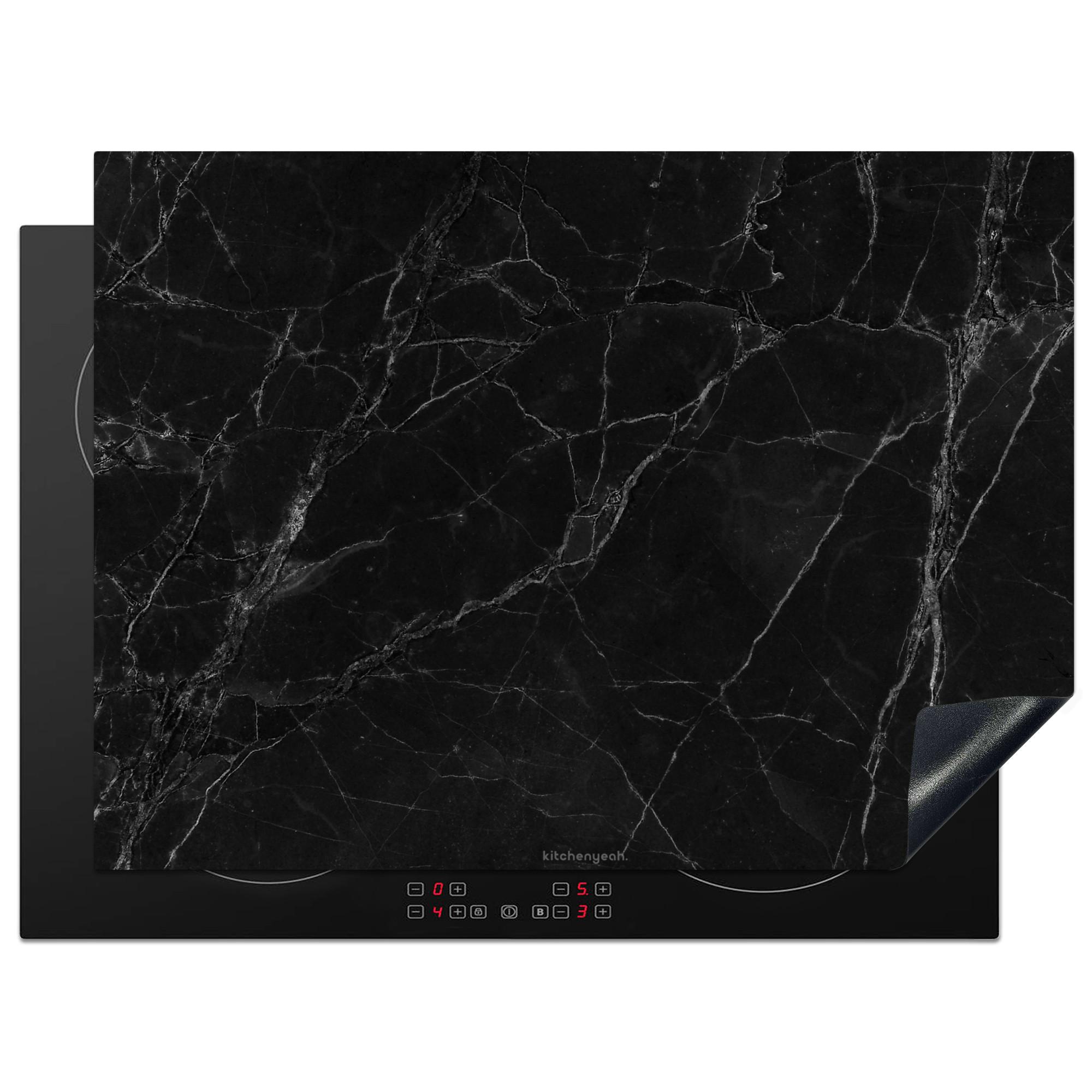 HERDABDECKPLATTE Schwarz - Marmor Induktionsmatte 71x52 cm - Schwarz, Kunststoff (71/52/0.2cm) - MuchoWow