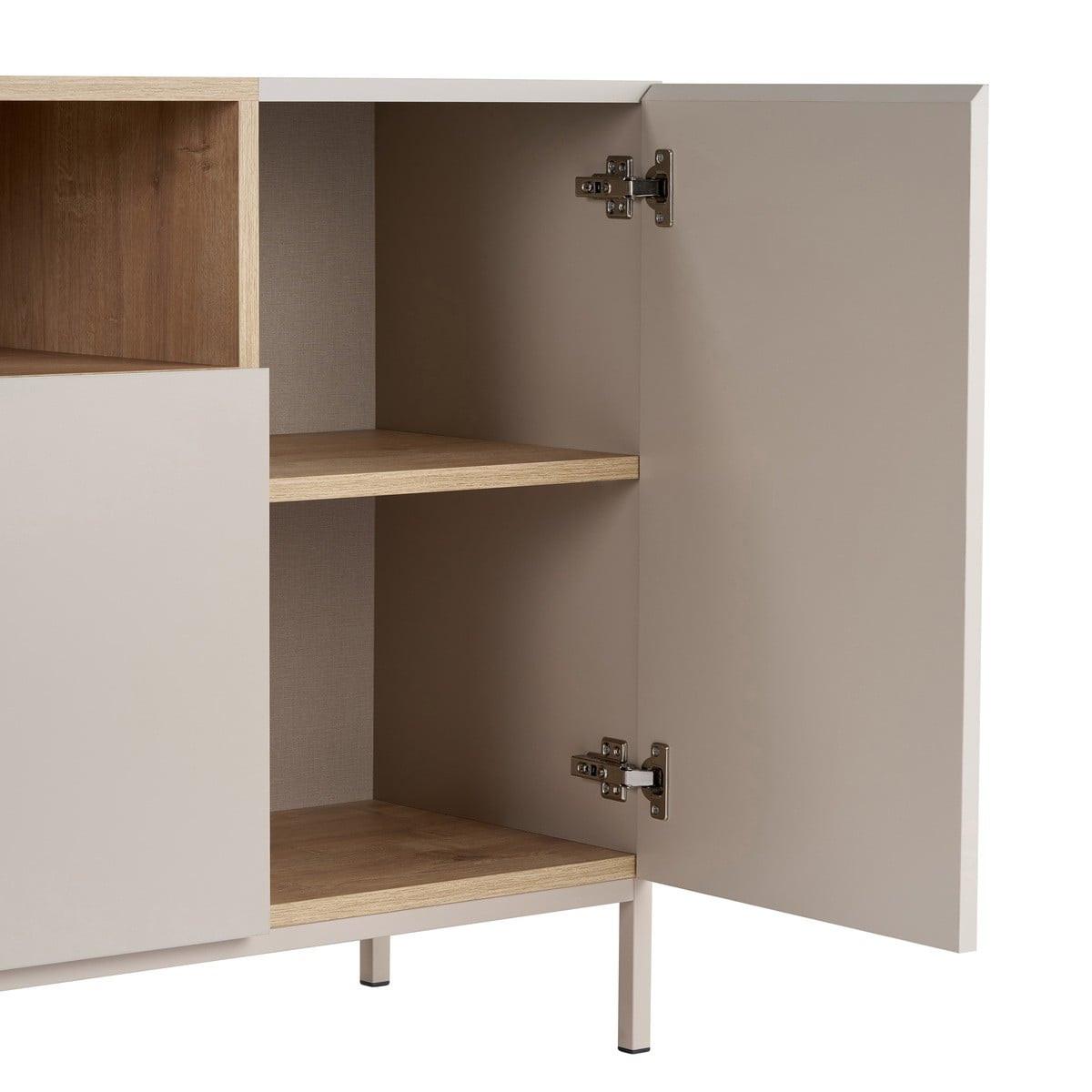SIDEBOARD mit 4 Türen und 1 Nische, Kaschmir und Holzdekor 40/80/160 cm - Beige, Holzwerkstoff (40/80/41.5cm) - Calicosy