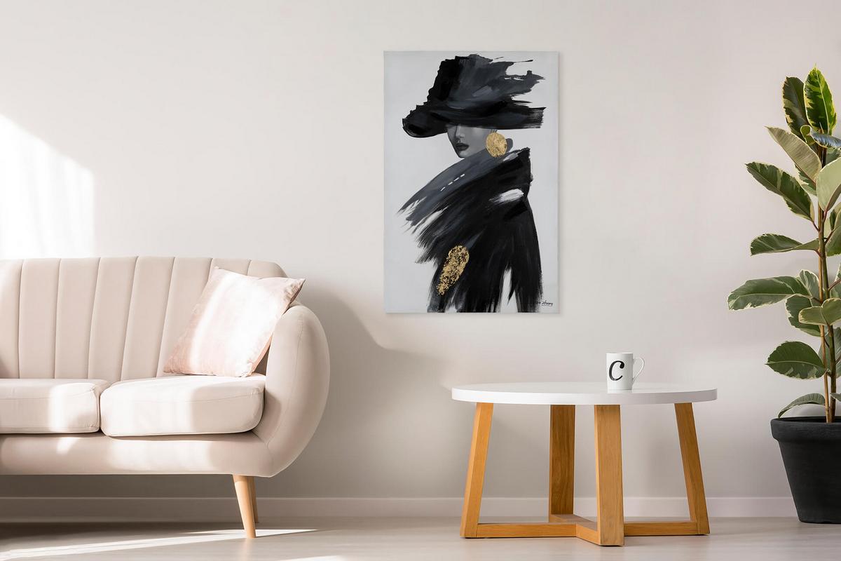 ACRYLBILD HANDGEMALT 60/90 cm - Schwarz, Holz/Textil (60/90cm) - KUNSTLOFT