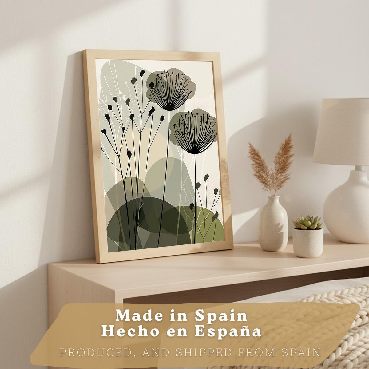 POSTER 4er Kunstdruck-Set Wandbilder Blumen Botanisch modern Wohnzimmer Deko, Schlafzimmer, Küche, Badezimmer Leichter Holzrahmen A4 - Beige, Papier (29.7/1/21cm) - Nacnic