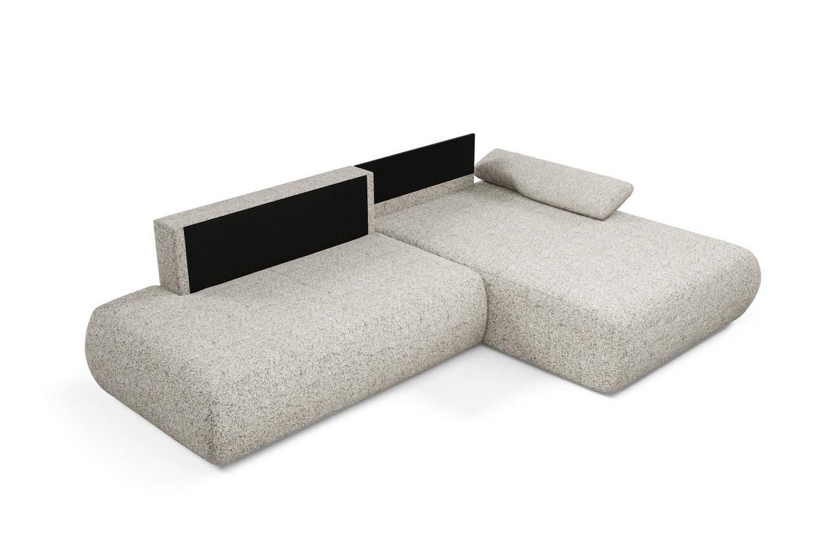 ECKSOFA DELTA R-S Beige Geflochtener Stoff mit Schlaffunktion - Beige, Holz (286/173.5cm) - MASSENO