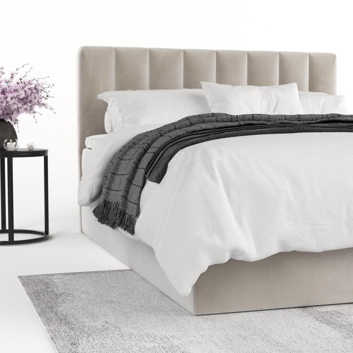BOXBETT Lusso 180/200 cm Hellbeige im Paros Stoff - Beige/Schwarz, Holz/Holzwerkstoff (180/200cm) - AltaBeds