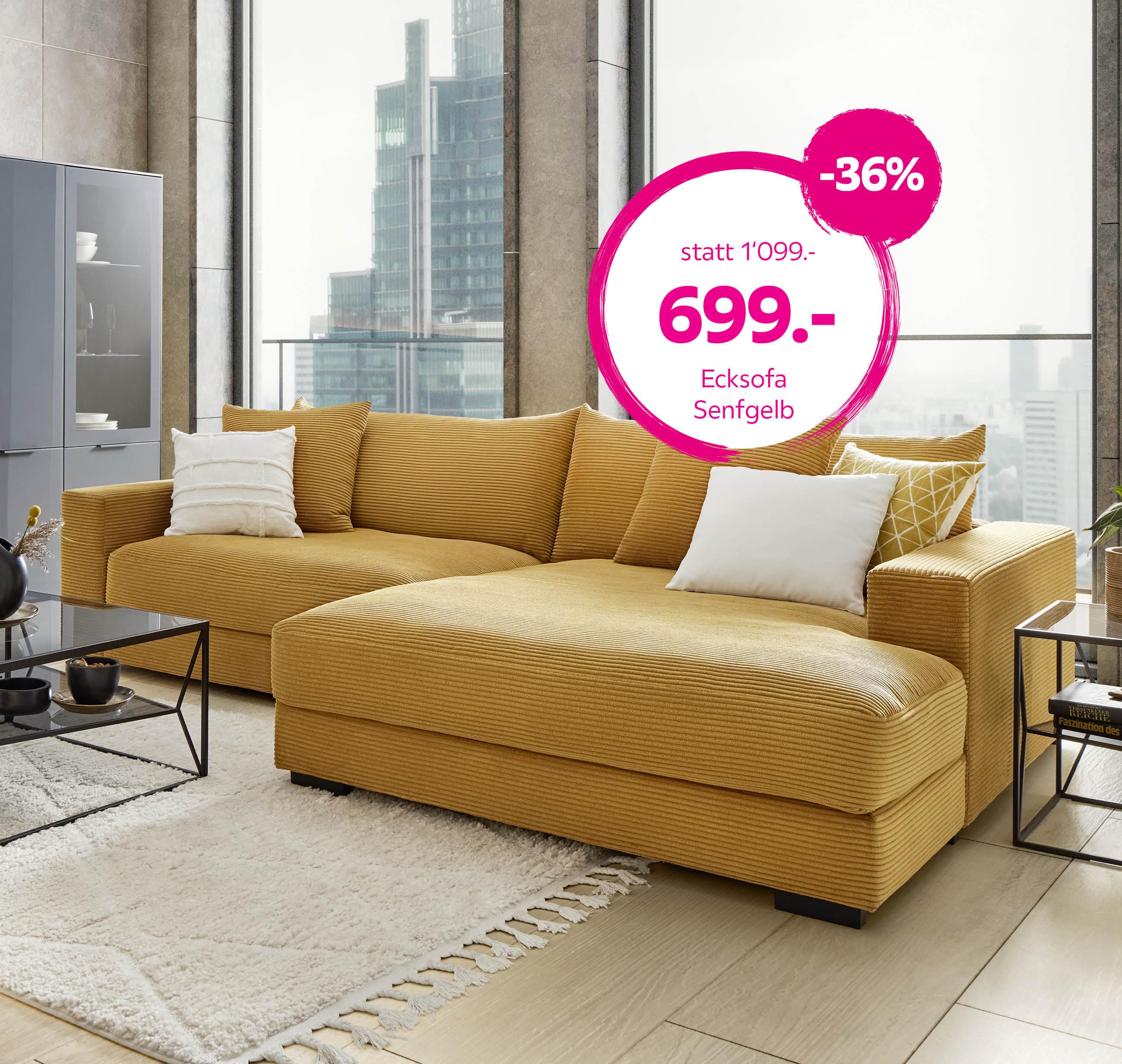 Ecksofa senfgelb -36% reduziert