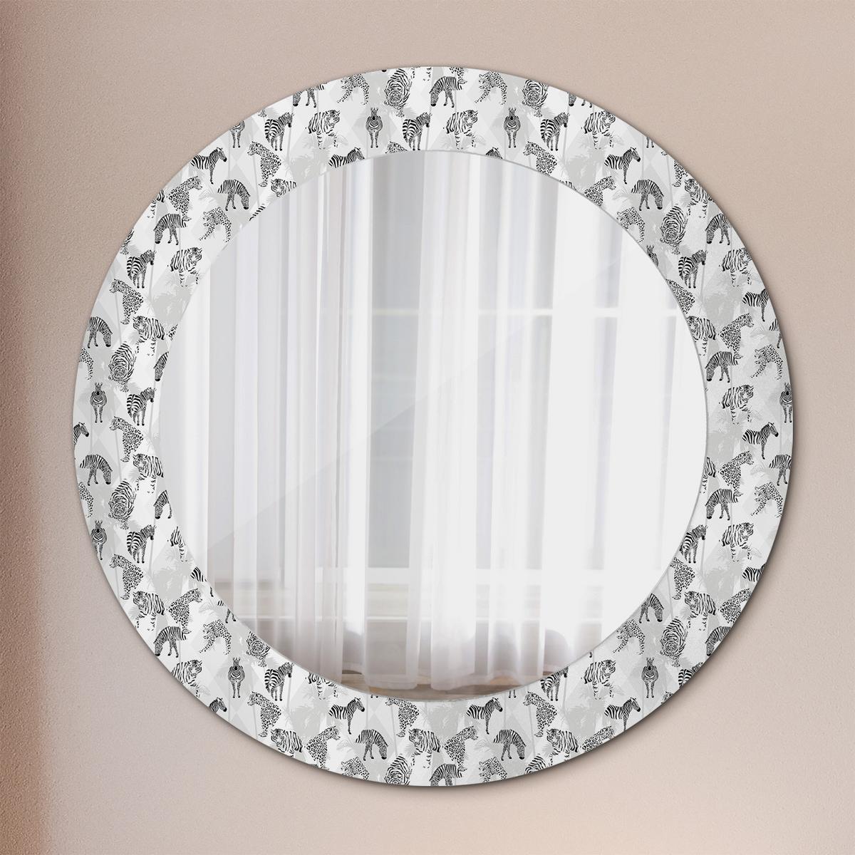SPIEGEL Rund Ø 60 cm mit Aufdruck - Schwarz, Glas (60/60/0.4cm) - Wallfluent
