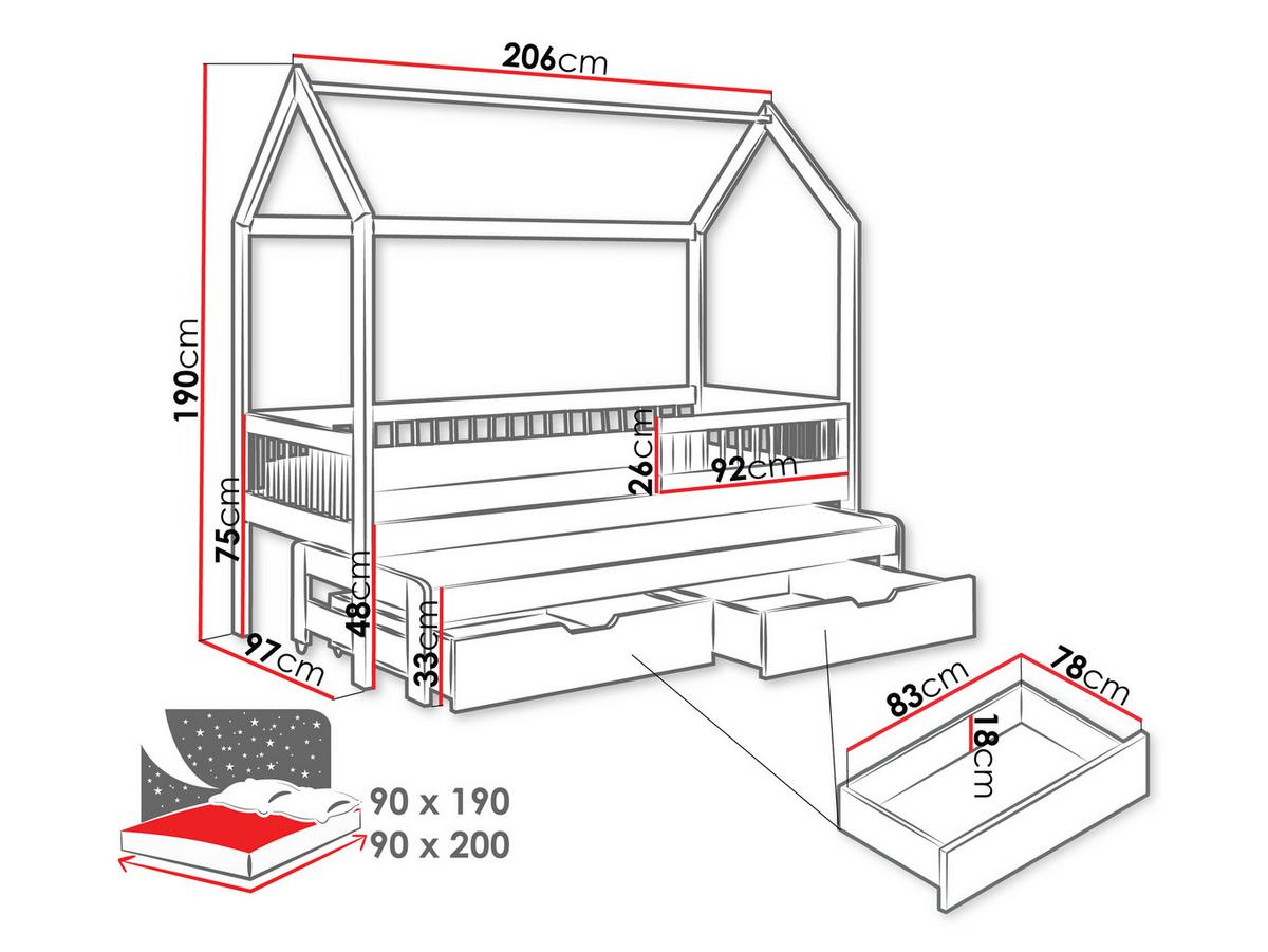 HAUSBETT Asher 90 - Weiß, Holz (90/200cm) - MIRJAN24