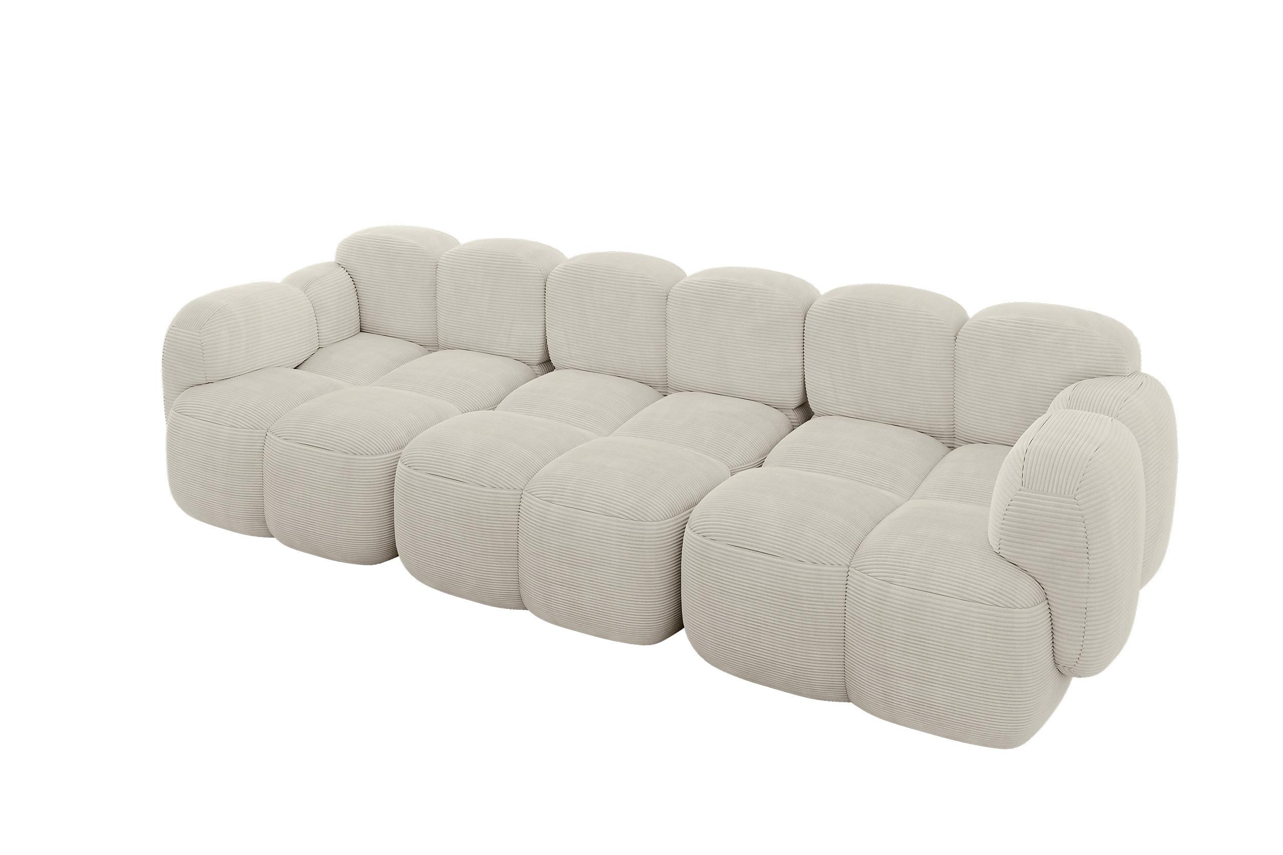 3-SITZER modulares Sofa Miko-S2 300x118x75 cm Creme Cord - Schwarz/Mokka, Holzwerkstoff/Kunststoff (300/75/118cm) - ALTDECOR