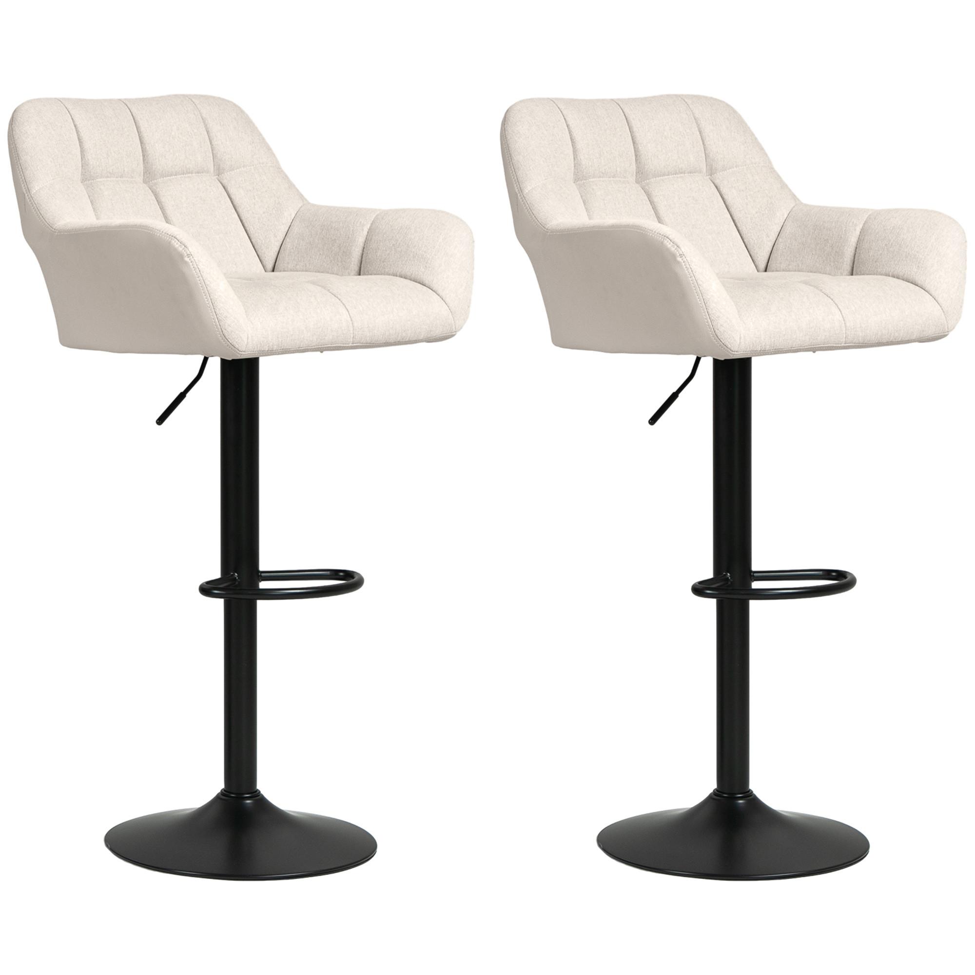BARHOCKER 2er Set Kunstleder Polyester Cremeweiß - Creme, Textil (52.5/114/57.5cm) - HOMCOM
