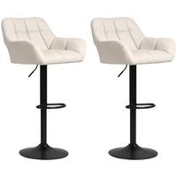 BARHOCKER 2er Set Kunstleder Polyester Cremeweiß - Creme, Textil (52.5/114/57.5cm) - HOMCOM