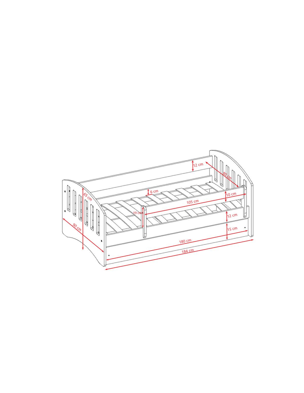 KINDERBETT CLASSIC mit Schublade und Matratze Grün 90/65/184 - Grün, Holzwerkstoff (80/180cm) - RAUMHIRSCH FURNITURE